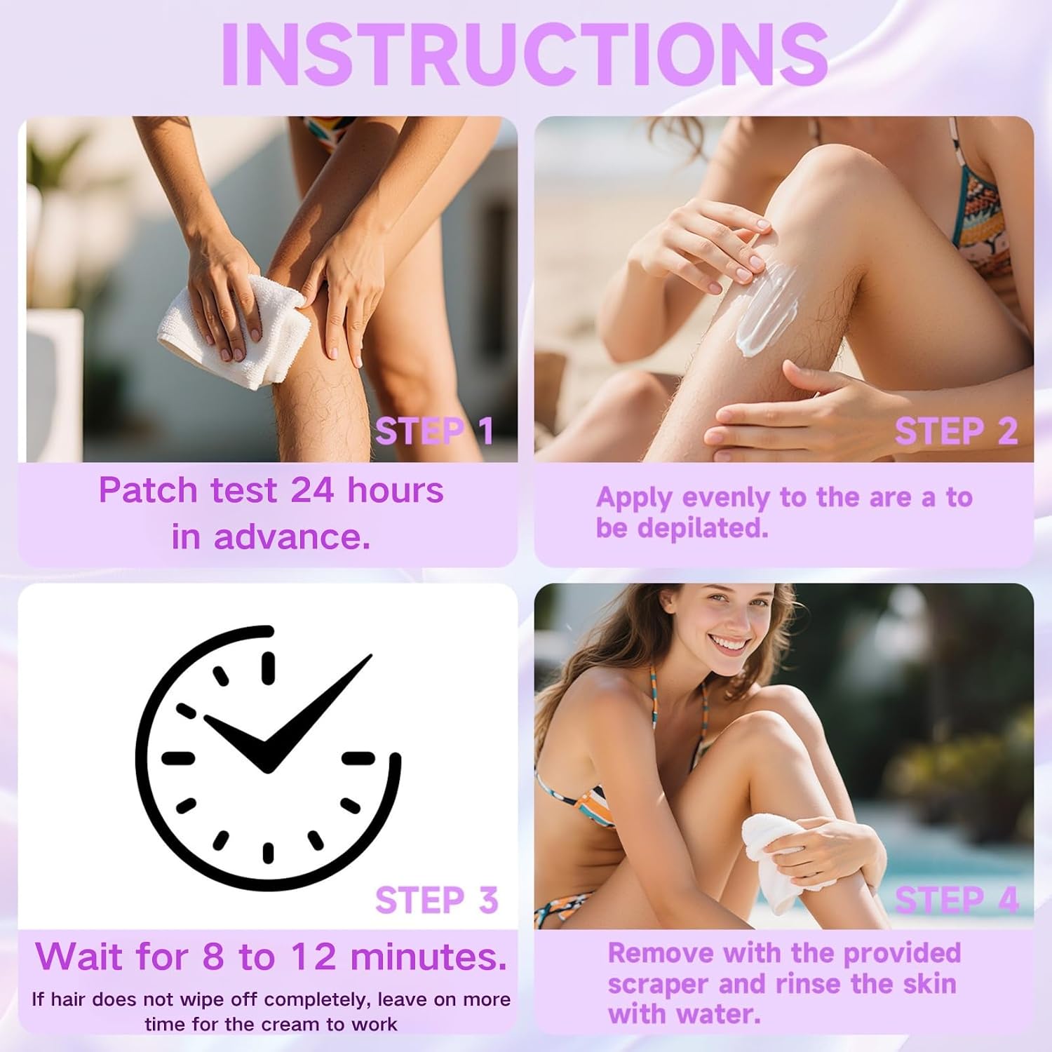Four-step PHOFAY hair removal instructions